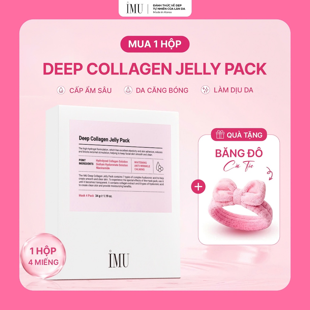 Mặt Nạ Thạch IMU Deep Collagen Jelly Pack Cấp Ẩm, Phục Hồi, Dưỡng Sáng, Ngừa Lão Hóa Mờ Nhăn 34g
