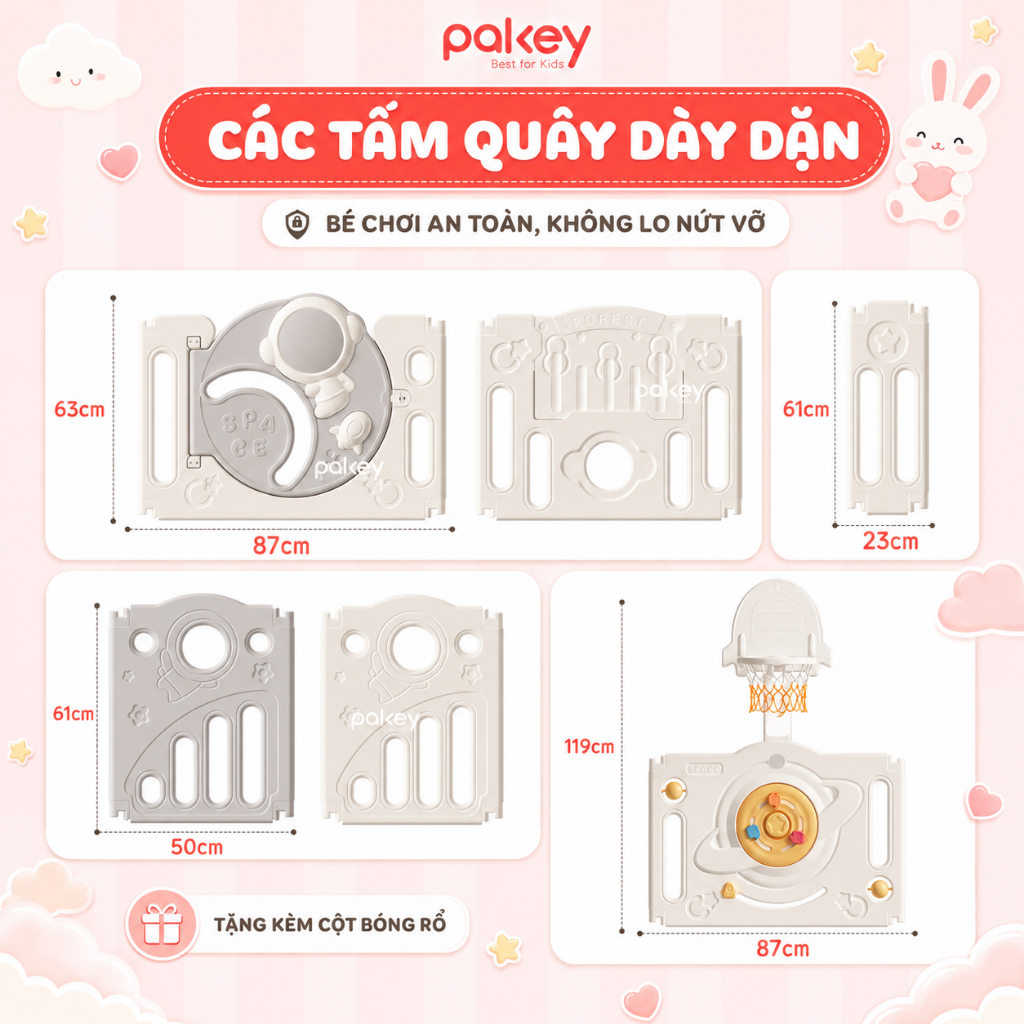 [SIÊU TỐC] Quây Cũi Nhựa Cho Bé Phi Hành Gia, Cũi Quây Cho Bé Mẫu Mới Đế Kép Siêu Chắc Chắn Dùng Cho Mọi Loại Sàn