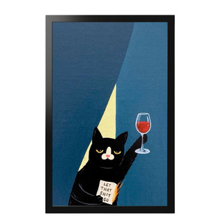 Tranh Mèo Decor Không Gian Quán - Cat & Wine/ Cat & Glass - Tranh Dán Tường, Có Sẵn Keo