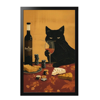 Tranh Mèo Decor Không Gian Quán - Cat & Wine/ Cat & Glass - Tranh Dán Tường, Có Sẵn Keo