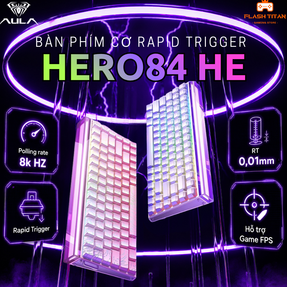 Bàn Phím Cơ Gaming Aula Hero 84 HE - Có Rapid Trigger - 8k Polling Rate - RT 0.01mm - Độ Trễ Thấp - Dùng Chơi Game FPS | BigBuy360 - bigbuy360.vn