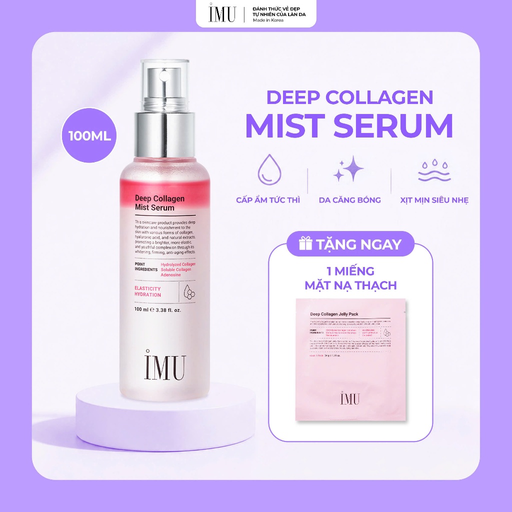 Serum Dạng Xịt IMU Deep Collagen Cấp Ẩm Sâu, Dưỡng Căng Bóng Da, Tăng Đàn Hồi Da 100ml