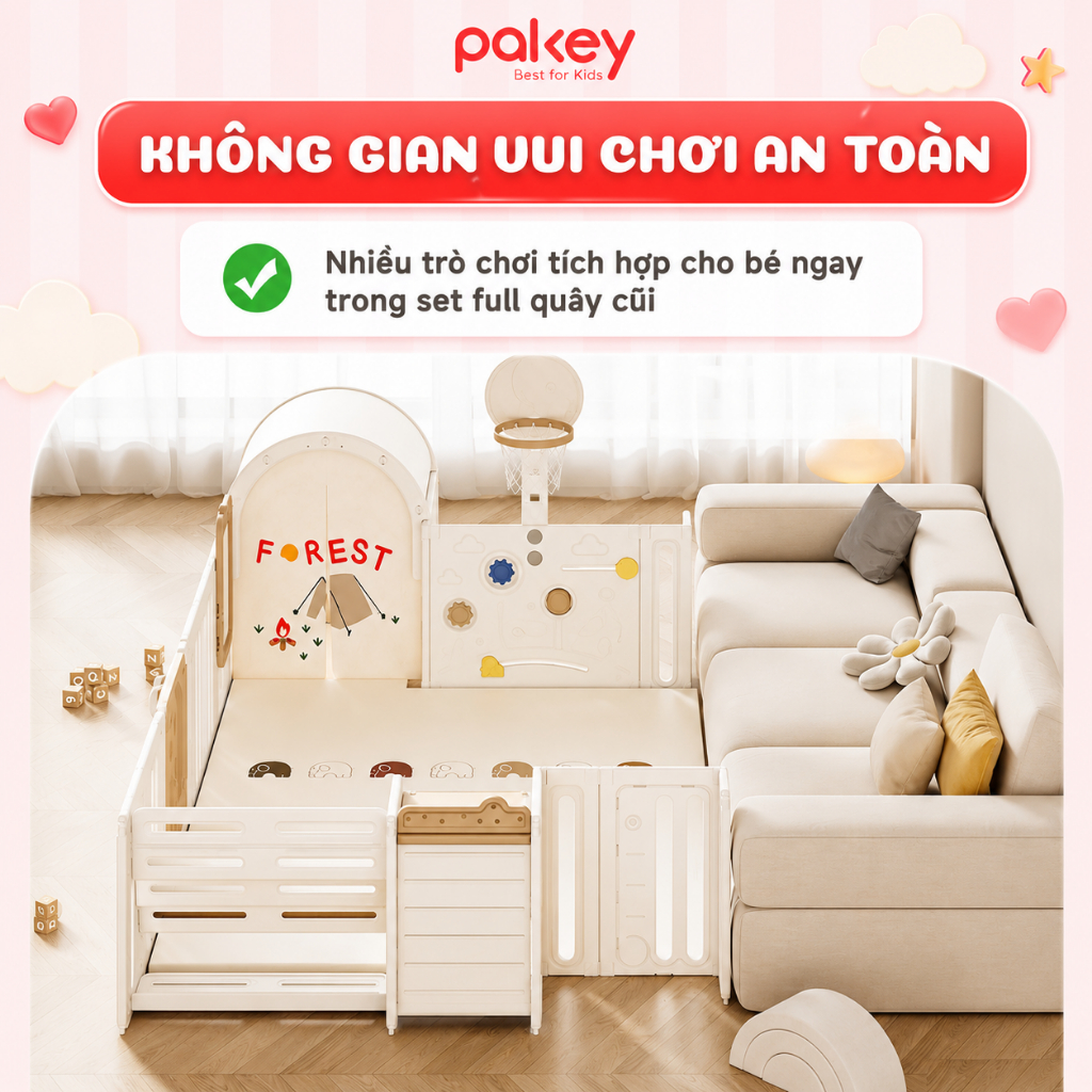 [NEW 2026] Set Quây Cũi Full Cao Cấp Cho Bé Kết Hợp Với Nhiều Trò Chơi Thú Vị Cầu Trượt, Xích Đu, Ngựa Bập Bênh Cho Bé