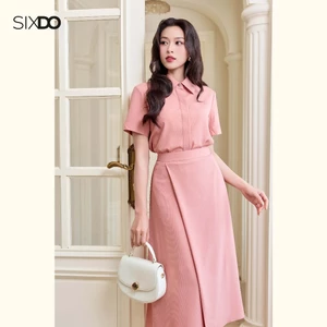 Chân váy dáng suông A ly 1 bên SIXDO (Peach Pink Woven Loose Skirt)