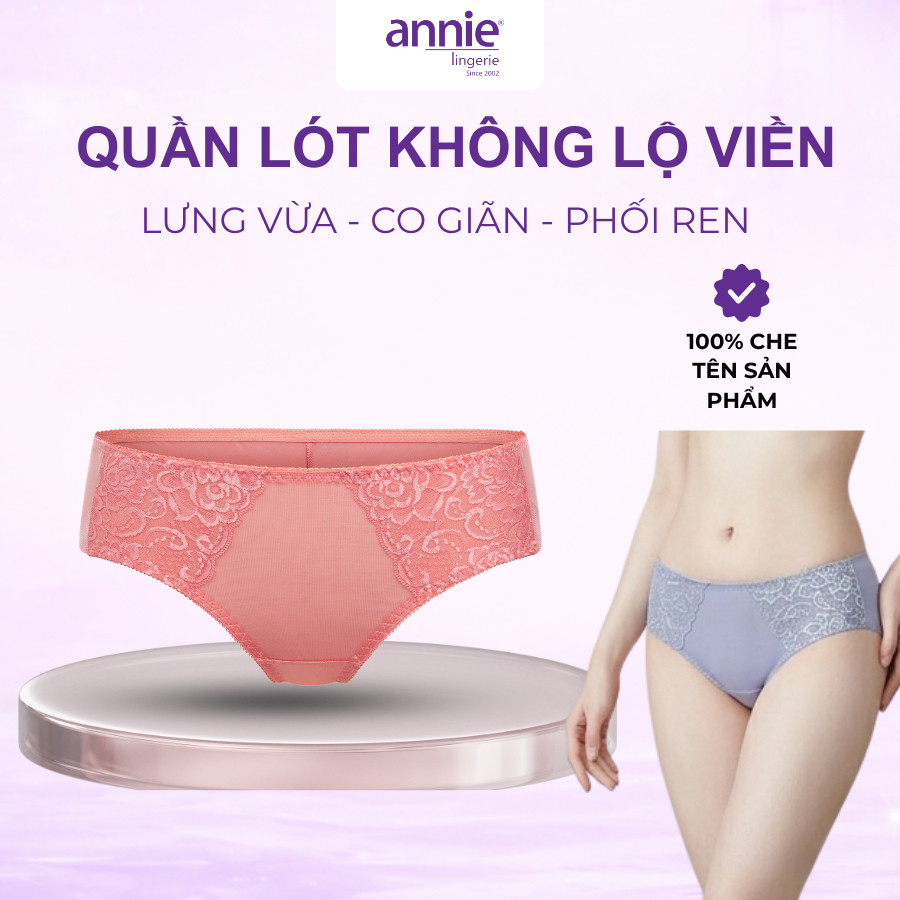 Quần lót nữ không viền sau annie QE 2178 không vết hằn, co giãn 4 chiều, lưng thấp có ren