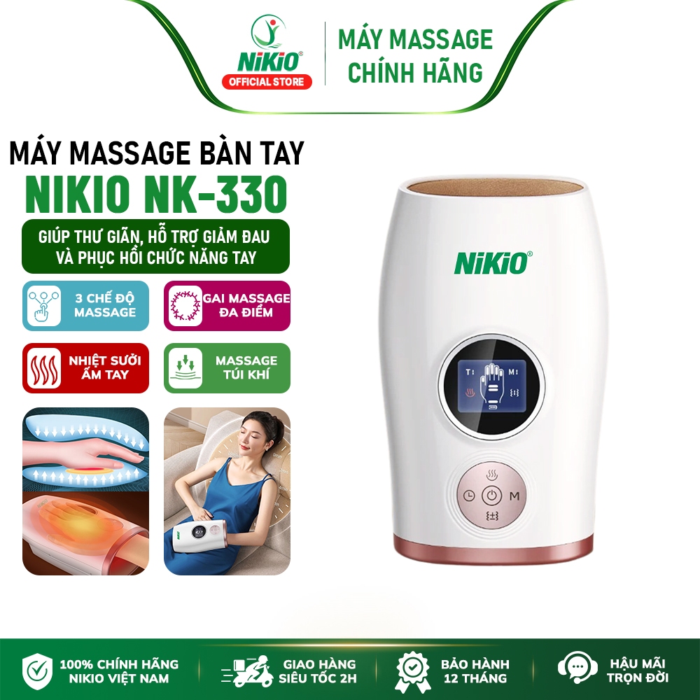 Máy massage tay pin sạc Nikio NK-330 - Hoạt động điện áp suất không khí và nén nhiệt, giảm tê bì tay