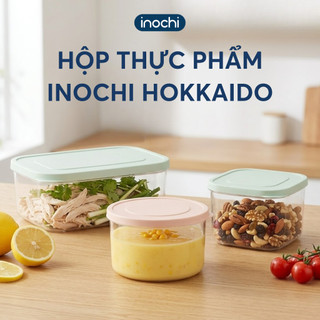 Hộp thực phẩm Inochi - Hokkaido 500ml-750ml-1000ml-1500ml-2000ml-2500ml (nắp màu pastel)