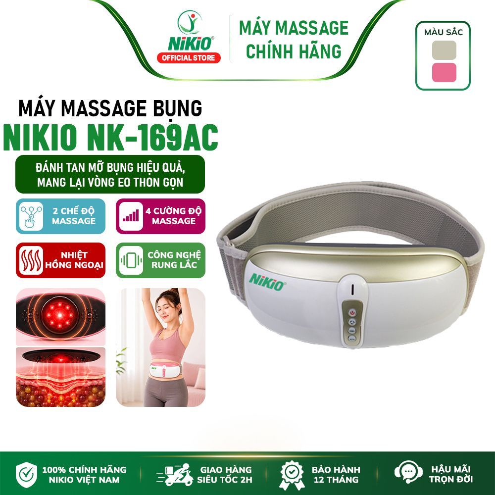 Đai Matxa Giảm Mỡ Bụng Và Toàn Thân Nikio NK-169AC Tích Hợp 3in1 Rung Lắc, Xoay 360 độ, Hồng Ngoại