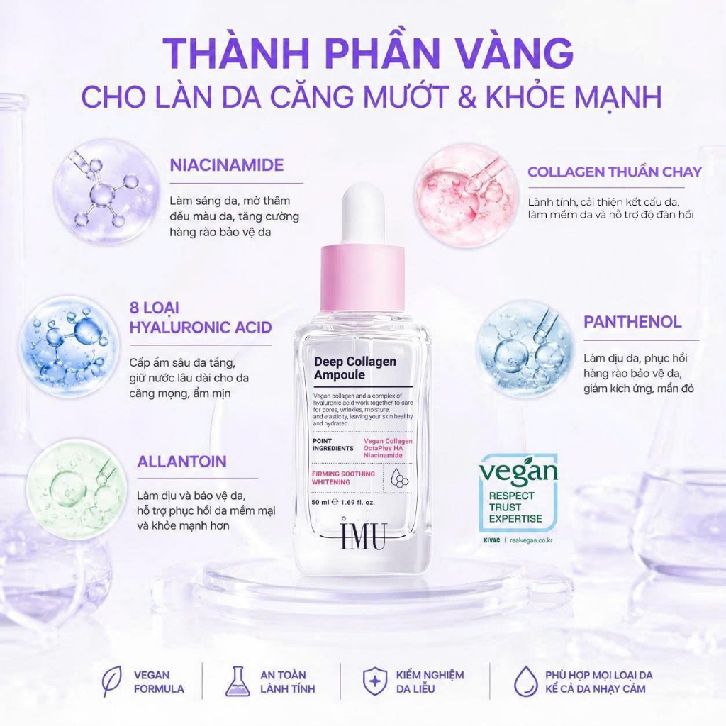 Tinh Chất Serum Phục Hồi IMU Deep Collagen Ampoule Cấp Ẩm Sâu Đa Tầng & Phục Hồi Da Tổn Thương 50ml