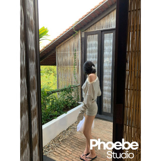 Set Quần Áo Trễ Vai Kiểu Dáng Sọc Ngang - Phoebe Studio [SET0047]