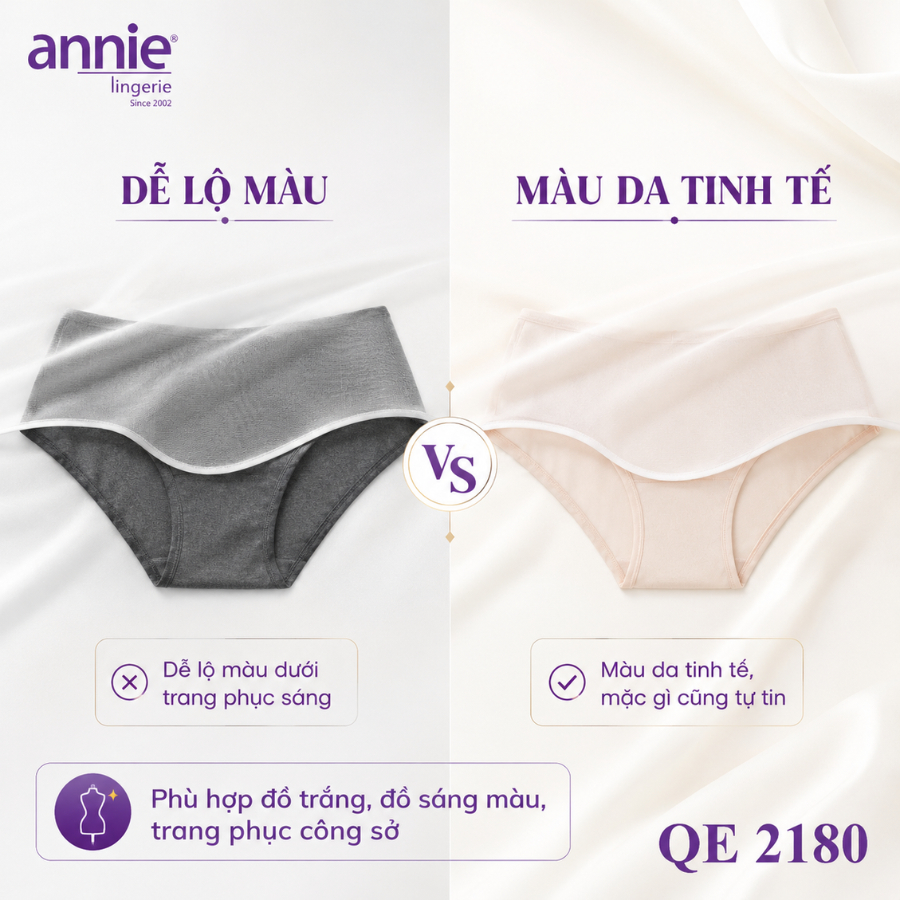 Quần lót nữ không lộ viền annie QE2180 viền mỏng, nhẹ trơn thoải mái cả ngày