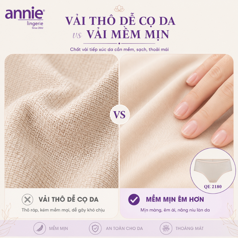 Quần lót nữ không lộ viền annie QE2180 viền mỏng, nhẹ trơn thoải mái cả ngày