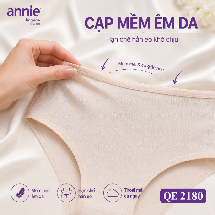 Quần lót nữ không lộ viền annie QE2180 viền mỏng, nhẹ trơn thoải mái cả ngày