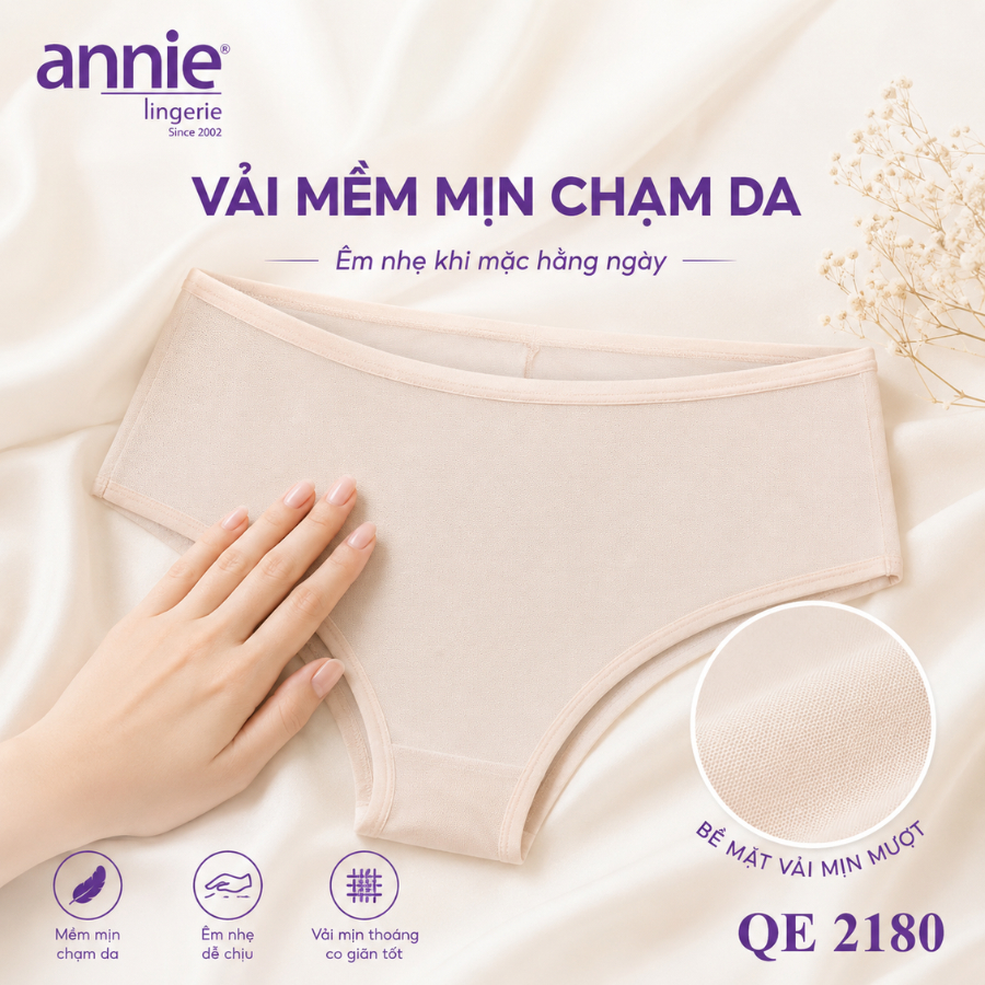 Quần lót nữ không lộ viền annie QE2180 viền mỏng, nhẹ trơn thoải mái cả ngày