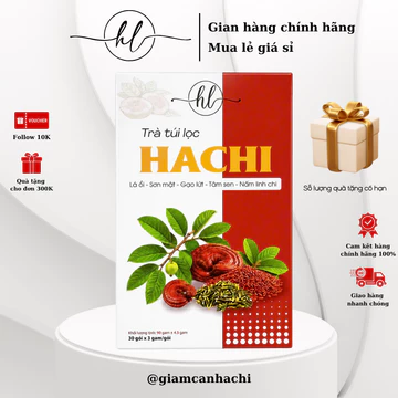 ( Tặng quà ) Trà thảo mộc Hachi chiết xuất linh chi hộp 30 gói