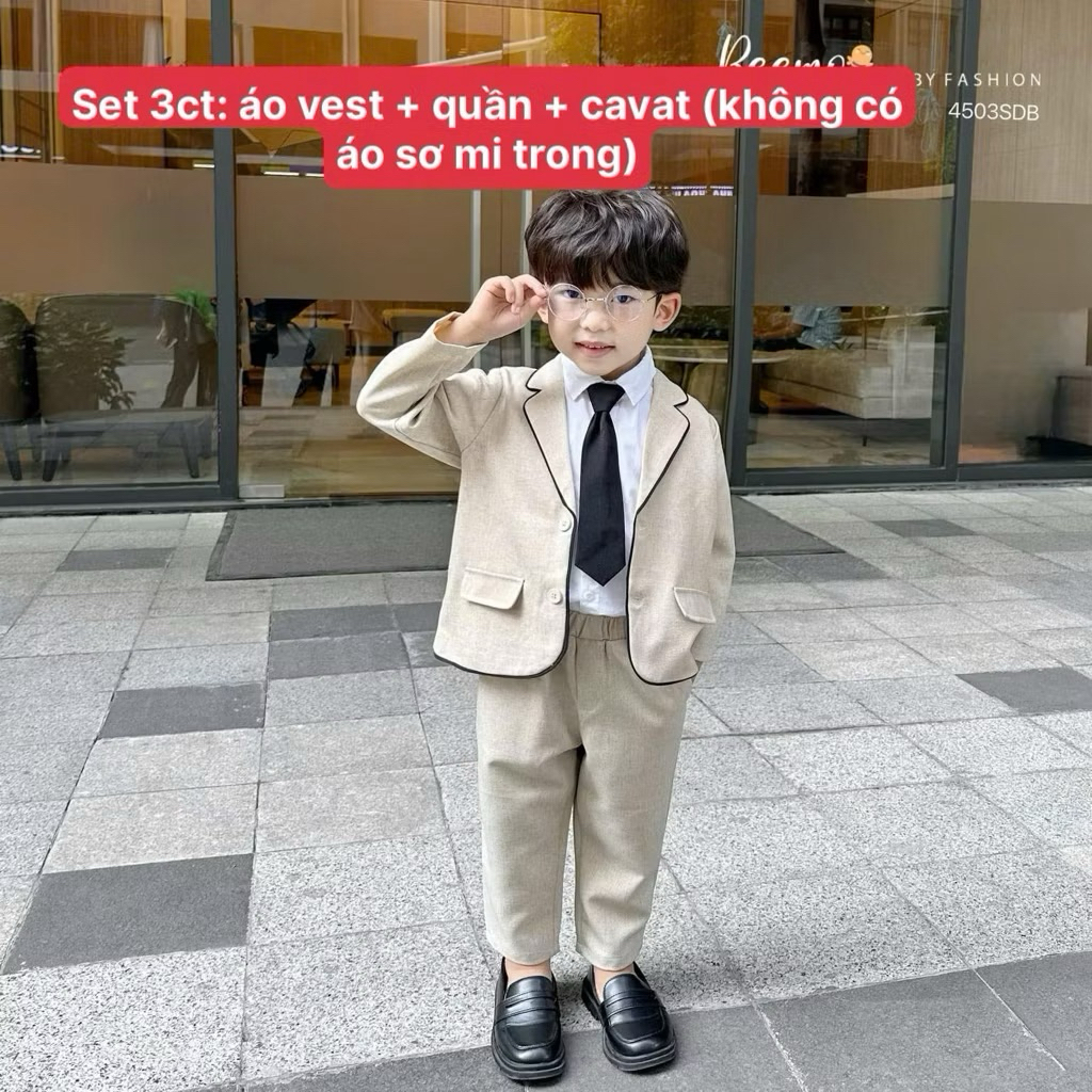 Bộ bé trai dài tay Beemo thu đông size 80-130 (9-24kg) chất cotton mềm mại, đồ bộ trẻ em mùa lạnh