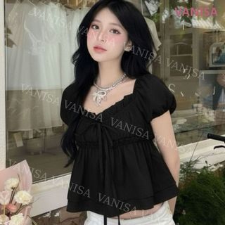 Áo kiểu nữ tiểu thư cổ vuông tay bồng dáng rộng chất voan cao cấp trẻ trung VANISA CT431
