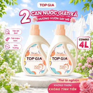 Combo 2 Can Nước Giặt Xả TOPGIA 2L Hương Vườn Say Mê, Lưu Hương Bền Lâu, Dịu Nhẹ, An Toàn
