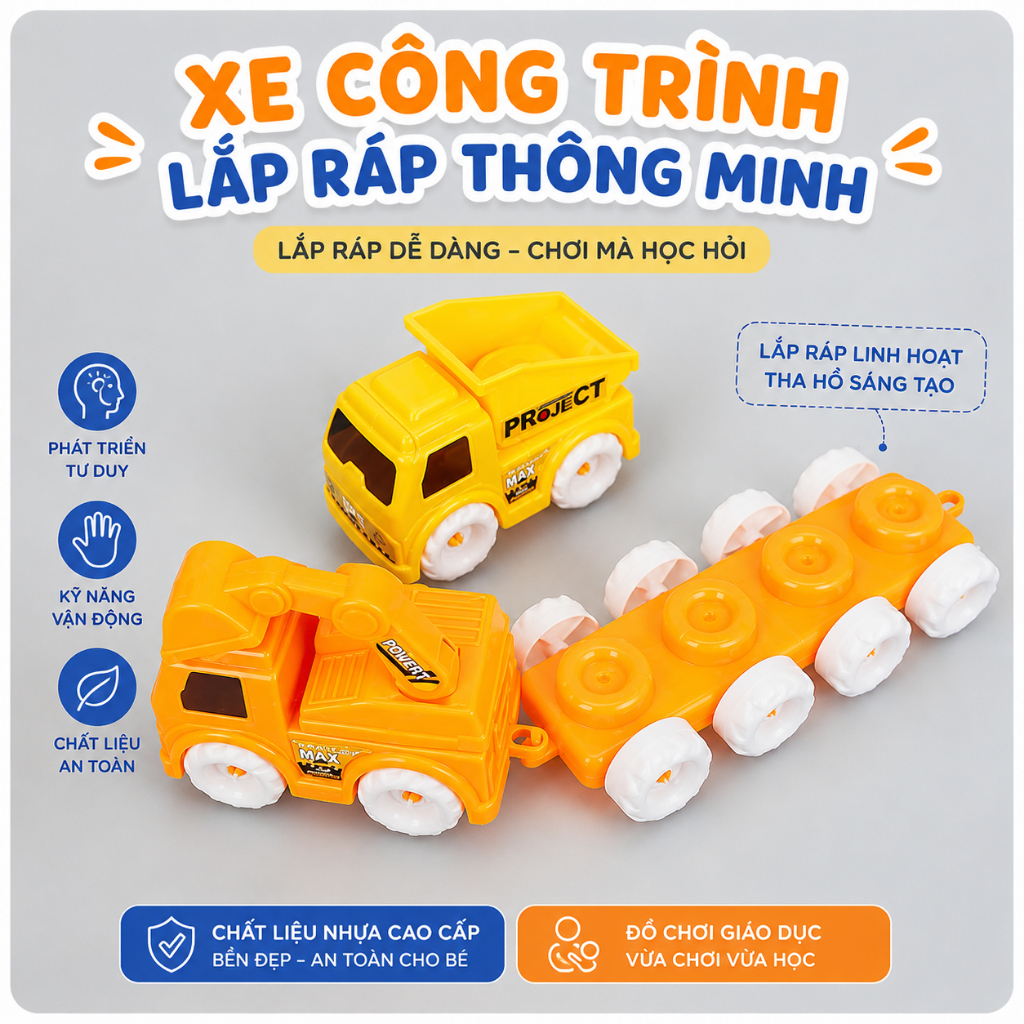 Bộ đồ chơi lắp ráp Thành phố an toàn và Kỹ sư xây dựng cho bé- Xếp hình sáng tạo và tư duy cho bé