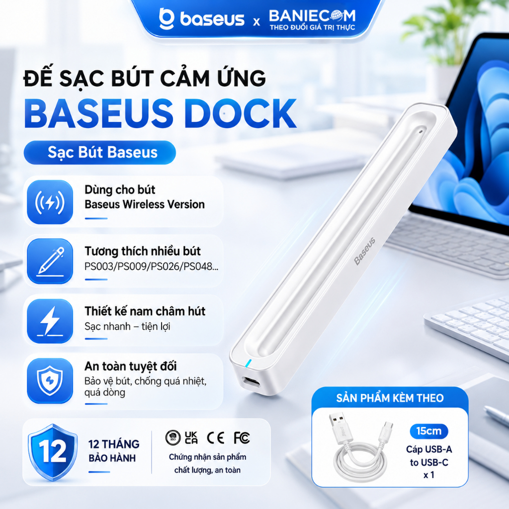 Đế sạc không dây cho bút cảm ứng Baseus Smooth Writing 2 / Smooth Writing 3 - BANIECOM MALL | BigBuy360 - bigbuy360.vn