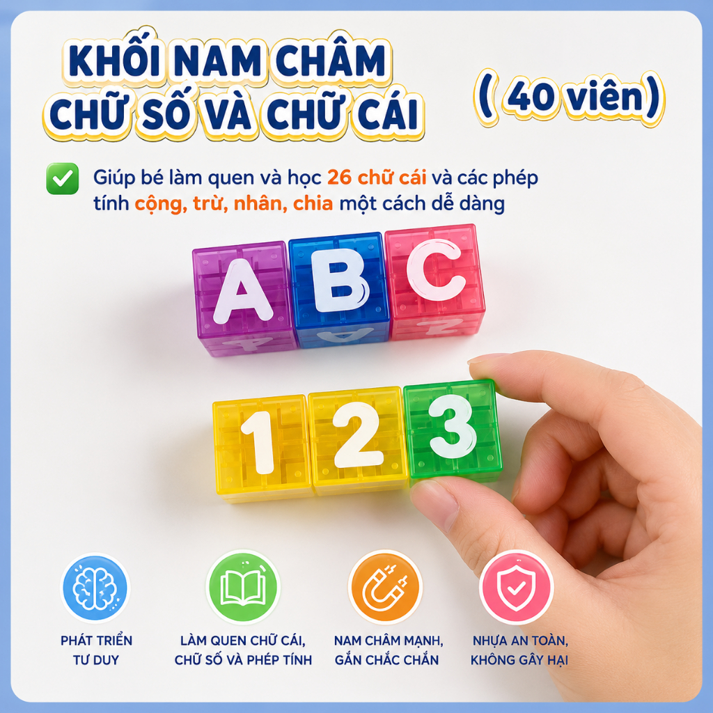 Bộ Xếp Hình Nam Châm Chữ Cái Và Số Đồ Chơi Tư Duy - Đồ Chơi Cho Bé PUKAPI