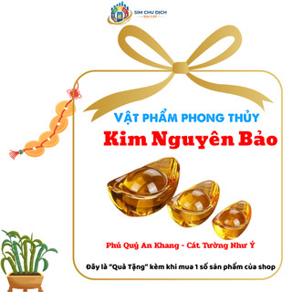 [Quà Tặng] Kim Nguyên Bảo vật phẩm phong thủy hình thỏi vàng thủy tinh hỗ trợ tài lộc