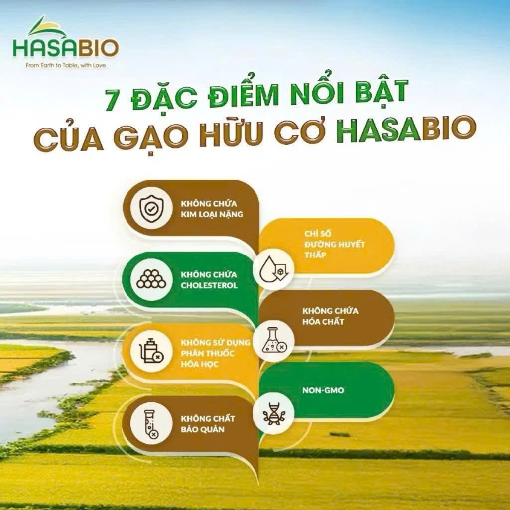 Gạo Hữu Cơ Hasabio - Gạo Jabonica, St25 1kg Cho Bé Ăn Dặm