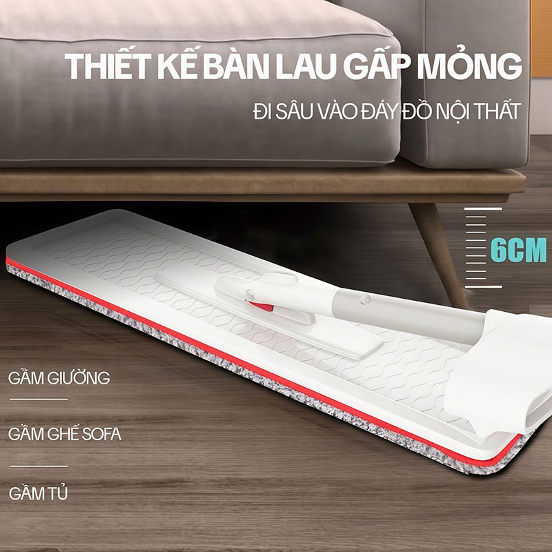Cây Lau Nhà Phun Sương Tự Vắt OKwife HD-7530, Chổi Lau Nhà Tự Vắt Thông Minh Xoay 360 Độ, 2 Bông Lau