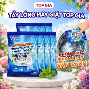 Bột tẩy lồng máy giặt TopGia vệ sinh khử mùi, làm sạch cặn bẩn, phù hợp mọi loại máy giặt, gói 125g