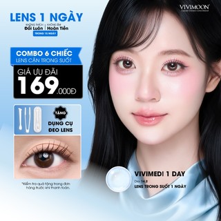 Combo 6 chiếc lens cận thị 1 ngày trong suốt VIVIMOON, kính áp tròng không màu chất liệu MPC, Silicone Hydrogel cao cấp