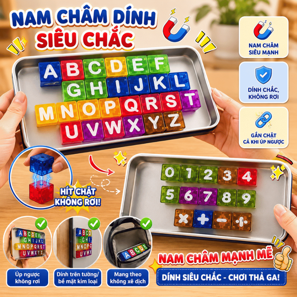 Bộ Xếp Hình Nam Châm Chữ Cái Và Số Đồ Chơi Tư Duy - Đồ Chơi Cho Bé PUKAPI
