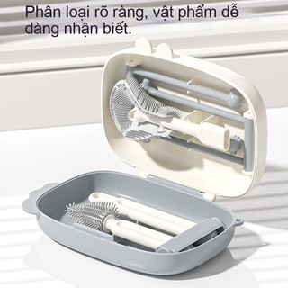 Youkebei Bộ Cọ Rửa Bình Sữa 6 Trong 1 Không BPA – Cọ Núm Ti, Cọ Ống Hút, Giá Úp Khô & Chai Chiết