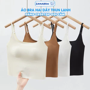 Áo Bra Dáng Dài Đính Kèm Mút Ngực, Áo 2 Dây Chât Su Cao Cấp Thoáng Khí ZANABRA B6683