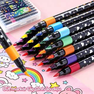 Màu Acrylic Marker – Cho Bé Vẽ Tranh Đẹp, Nhũ Kim Tuyến Đầu Mềm, Hộp 36 Màu Ánh Kim Trang Trí Đồ Dùng​