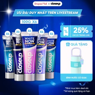 [LIVE] Combo 6 Kem đánh răng Closeup White Now - Trắng Bật Tông 3X TỨC THÌ với Công nghệ Ánh Sáng Xanh 100g