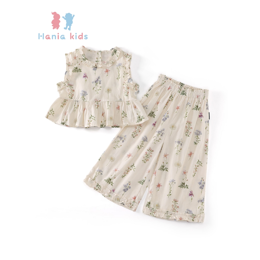 Set Bộ Bé Gái, Đồ Bộ Bé Gái Thiết Kế Áo Sát Nách Kèm Quần Suông Mặc Hàng Ngày Họa Tiết Hoa Mát Mẻ