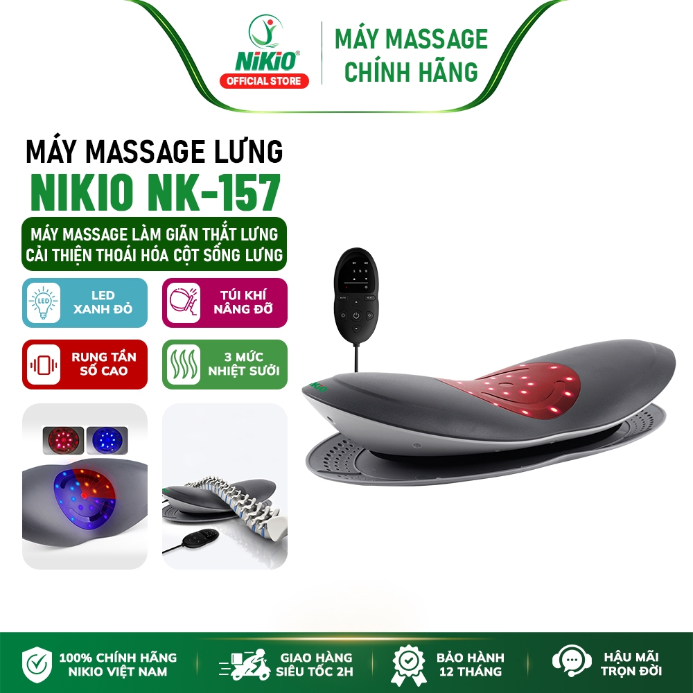 Máy Massage Trị Liệu Lưng Cao Cấp Rung Chườm Ấm Nikio NK-157 - Kéo Giãn Giúp Giảm Đau Thắt Lưng