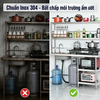 Kệ bếp gas inox Có thể chịu tải trọng 300kg Kệ nhà bếp chống gỉ Kệ để đồ bếp ga bền đẹp