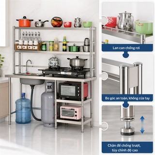 Kệ bếp gas inox Có thể chịu tải trọng 300kg Kệ nhà bếp chống gỉ Kệ để đồ bếp ga bền đẹp