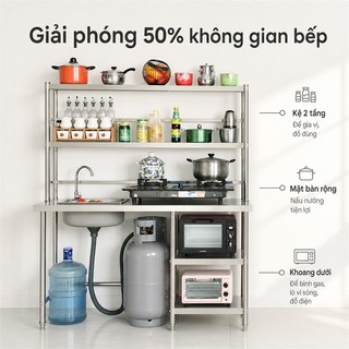 Kệ bếp gas inox Có thể chịu tải trọng 300kg Kệ nhà bếp chống gỉ Kệ để đồ bếp ga bền đẹp