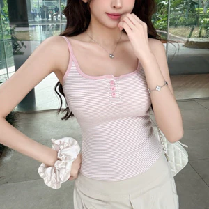 Áo Hai Dây Gân Tăm Kẻ Sọc Có Mút Ngực, Áo Bra Tanktop Nữ Co Giãn Mặc Nhà Đi Chơi