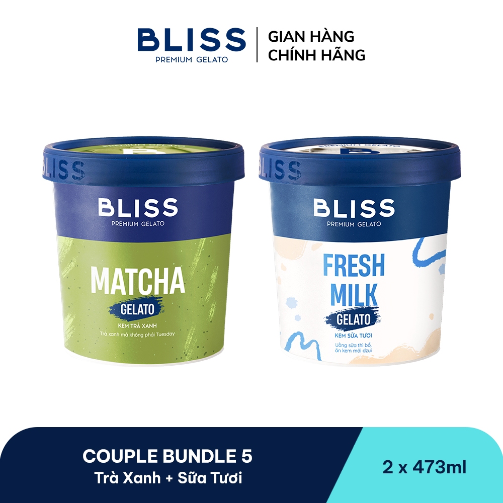 [Hỏa tốc HN/HCM] Combo kem BLISS COUPLE BUNDLE 5 (2 hộp x 473ml): Trà Xanh, Sữa Tươi