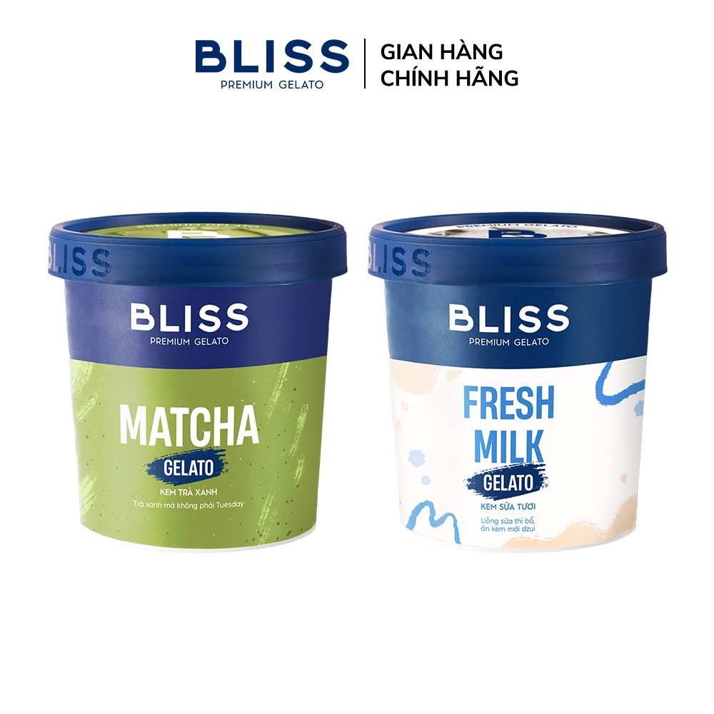 [Hỏa tốc HN/HCM] Combo kem BLISS COUPLE BUNDLE 5 (2 hộp x 473ml): Trà Xanh, Sữa Tươi