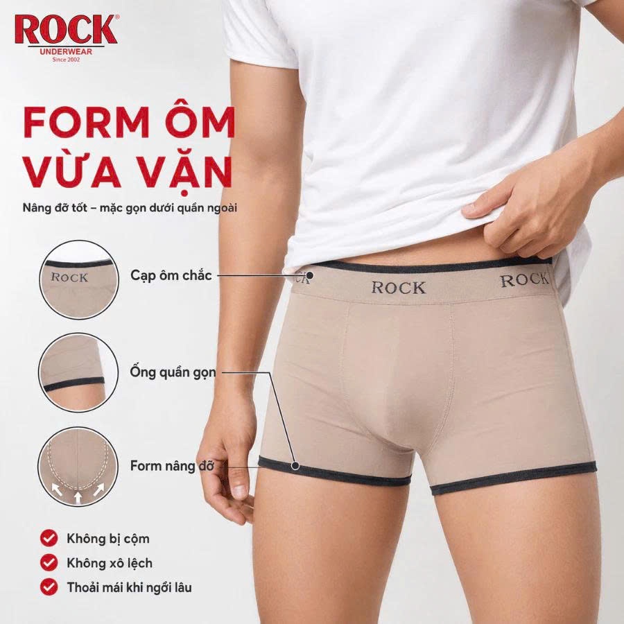 Quần lót nam cao cấp Boxer Seamless ROCK 516 không đường may cotton thấm hút, thoáng mát