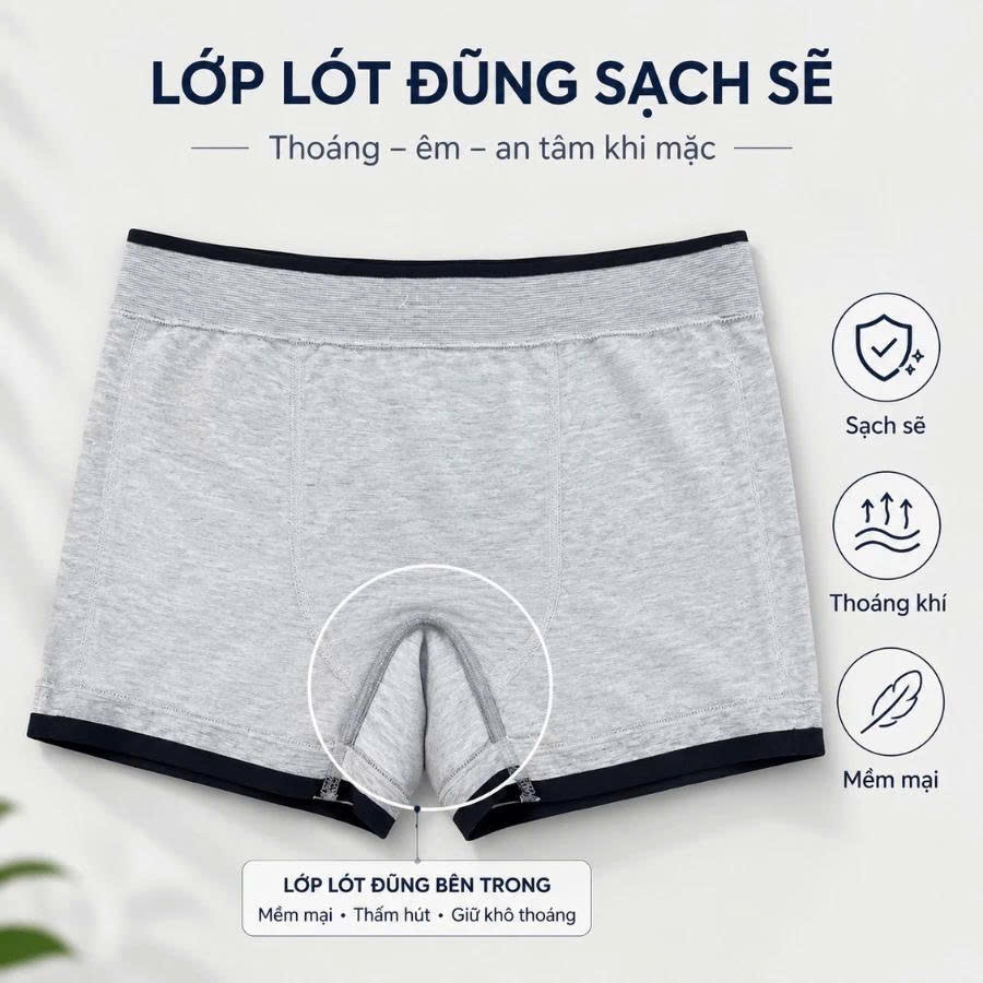 Quần lót nam cao cấp Boxer Seamless ROCK 516 không đường may cotton thấm hút, thoáng mát