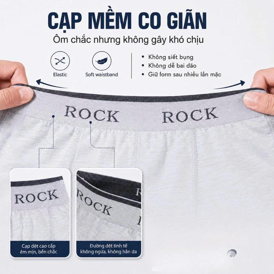 Quần lót nam cao cấp Boxer Seamless ROCK 516 không đường may cotton thấm hút, thoáng mát