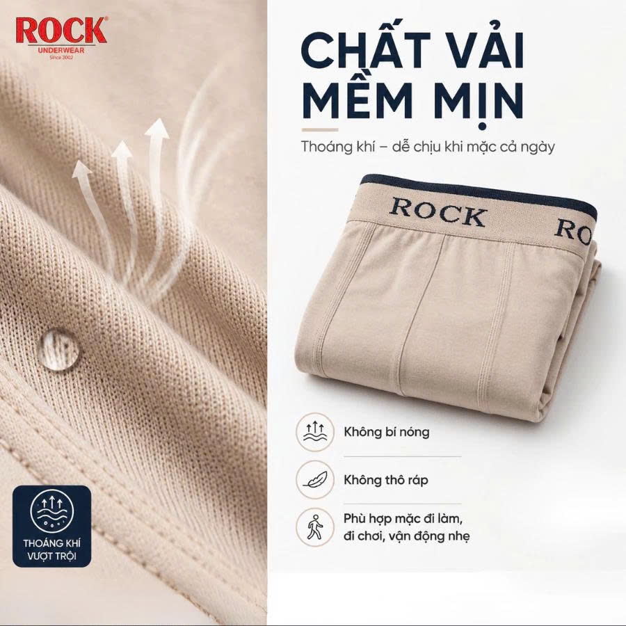 Quần lót nam cao cấp Boxer Seamless ROCK 516 không đường may cotton thấm hút, thoáng mát