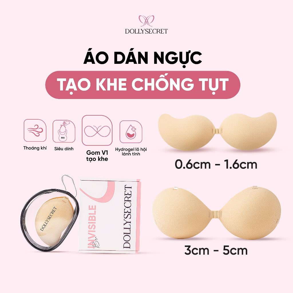 Áo Dán Ngực Chống Tụt Dáng Xoài Độn Ngực Tái Sử Dụng Nhiều Lần DOLLYSECRET Hydrogel Lô Hội