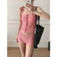 Set Đi Biển Đồ Bơi Nữ Hai Mảnh Kẻ Sọc Tăm Quần Short Cạp Cao Retro Thanh Lịch | KHAO BOUTIQUE