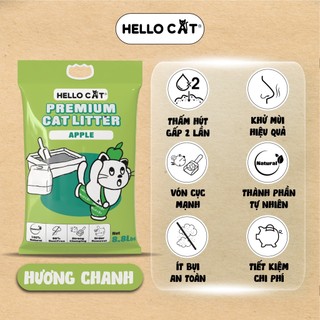 [COMBO 3-6 TÚI] Cát Vệ Sinh Hello Cat Premium Litter, Cát Đất Sét Khử Mùi Tốt, Vón Cục Tối, Ít Bụi